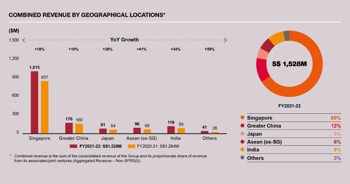 Combined revenue by geographical locations