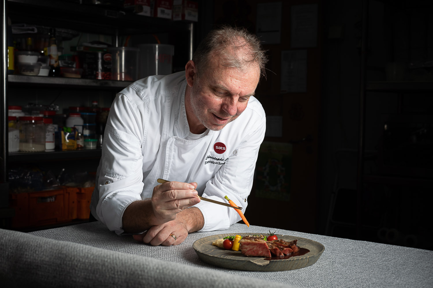 Chef Christophe Crot plating