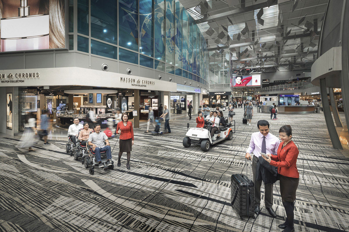 Customer service officers attending to passengers in Changi airport