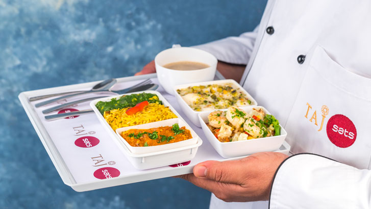 Traditional Indian cuisine served in a meal tray