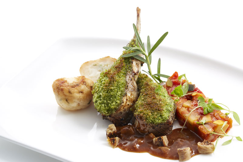 Herb crusted lamb cutlet with figs
