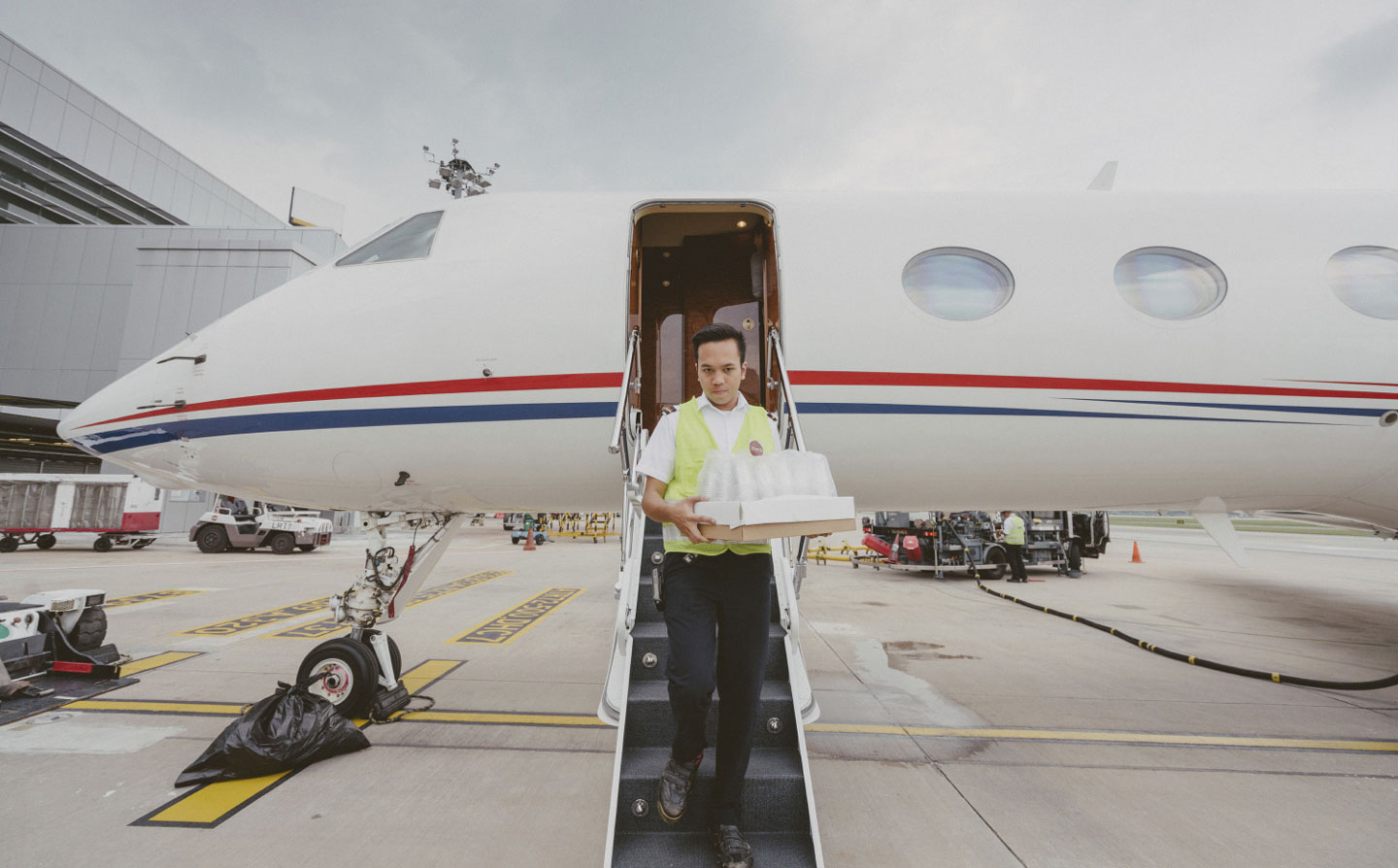 Man walking out from Private Jet